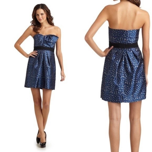 BCBGMAXAZRIA Dotted Print Strapless Party Dress - Picture 2 of 8